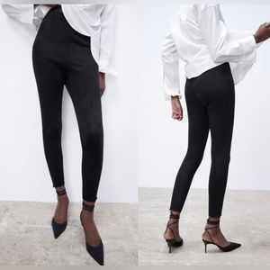 Zara High-Waisted Faux Suede Leggings